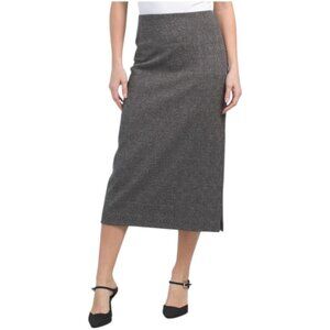 VINCE Glen Plaid Side Slit Skirt